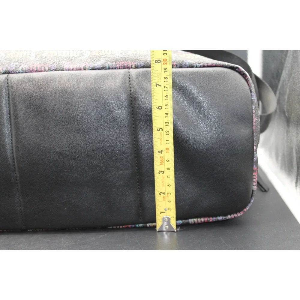 Juicy Couture Rainbow Logo Print Satchel Duffel Shoulder Bag Black Crown Charm